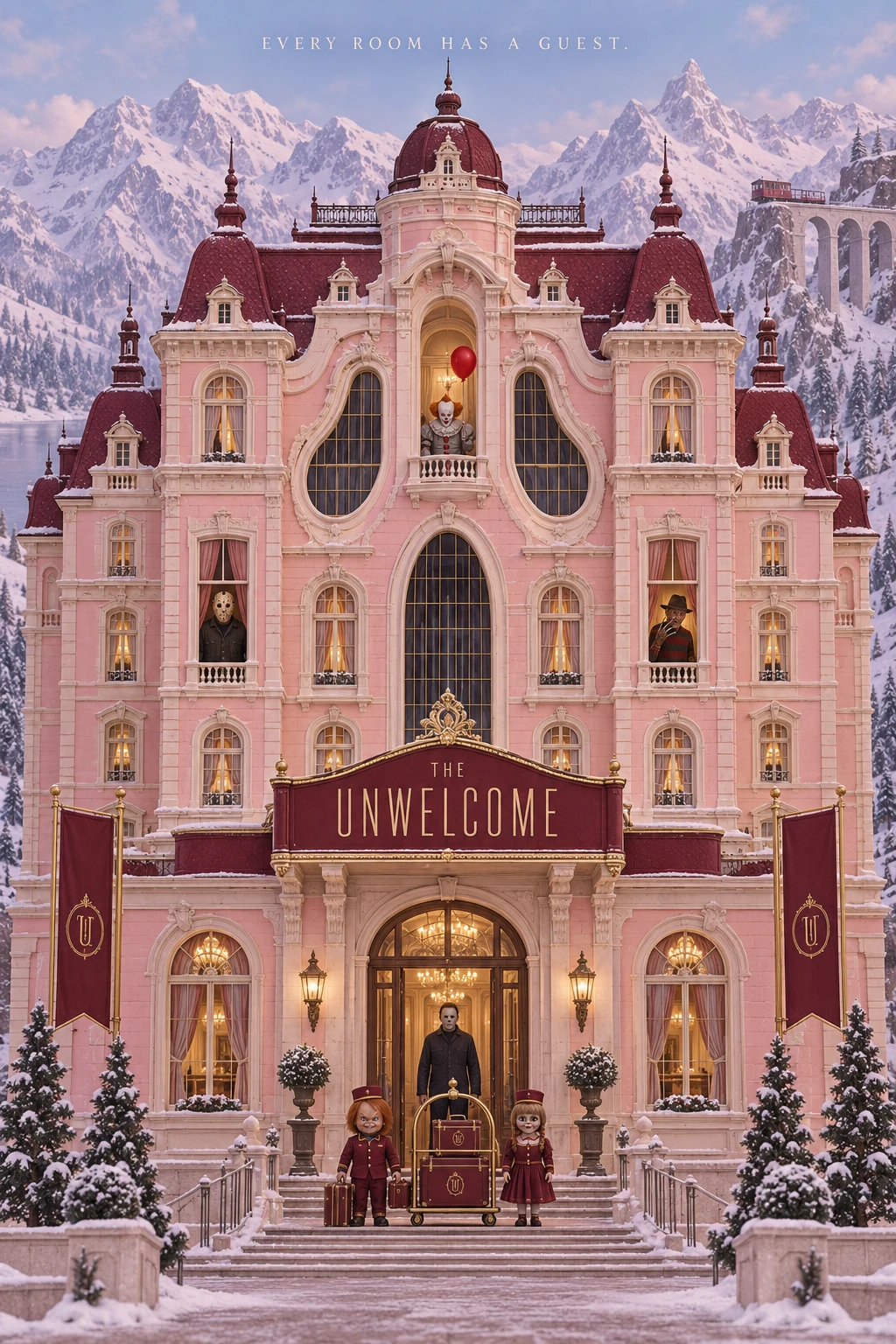 THE UNWELCOME 海报 06：雪山中的粉色酒店